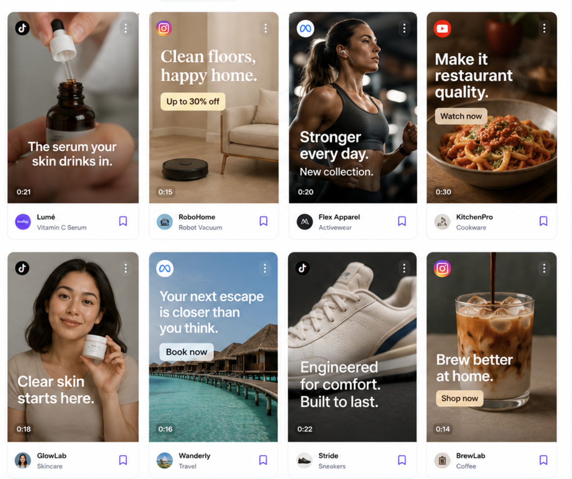 Infinite feed of winning ads across TikTok, Meta, Instagram and YouTube
